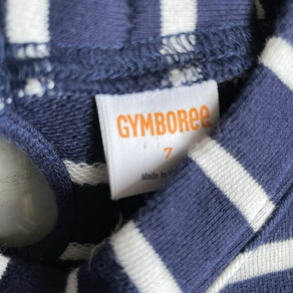 Gymboree Striped Dress Girls Size 7 Star Shine Glitter Sequins Navy Blue White - Picture 3 of 5